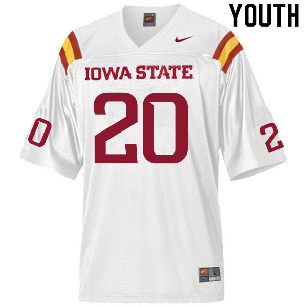 Iowa State Cyclones Youth #20 Hayes Gibson Nike NCAA Authentic White College Stitched Football Jersey RB42U02YW